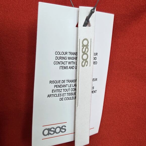 ASOS Womens Red Poplin Long Sleeve Mini Dress SZ 12 Vamp Festival Event NWT - Picture 5 of 9